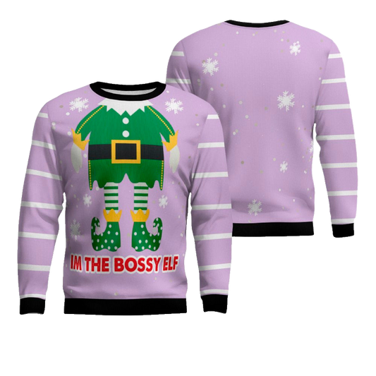 I'm The Bossy Elf Ugly Christmas Sweater Dreamy Lavender – Moonbestprint