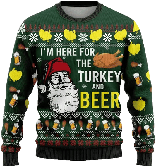 I'm Here For The Turkey and Beer Ugly Sweater – Moonbestprint