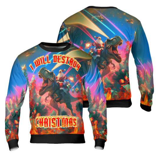 I Will Destroy Christmas Sweater, Santa Ugly Christmas Sweater – Moonbestprint