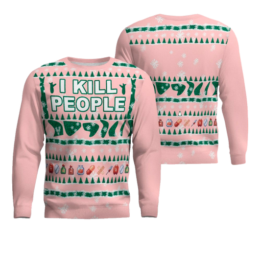 I Kill People Ugly Christmas Sweater Powder Pink – Moonbestprint
