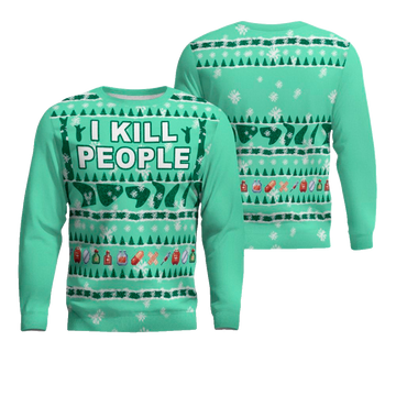 I Kill People Ugly Christmas Sweater Seafoam Green – Moonbestprint