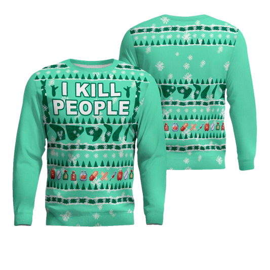 I Kill People Ugly Christmas Sweater Seafoam Green – Moonbestprint