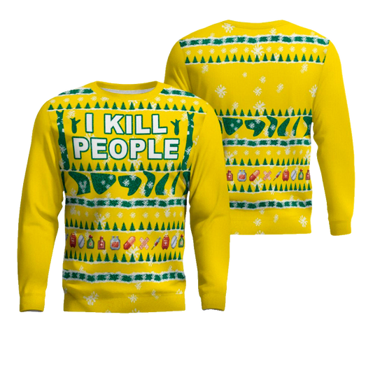 I Kill People Ugly Christmas Sweater Golden Yellow – Moonbestprint