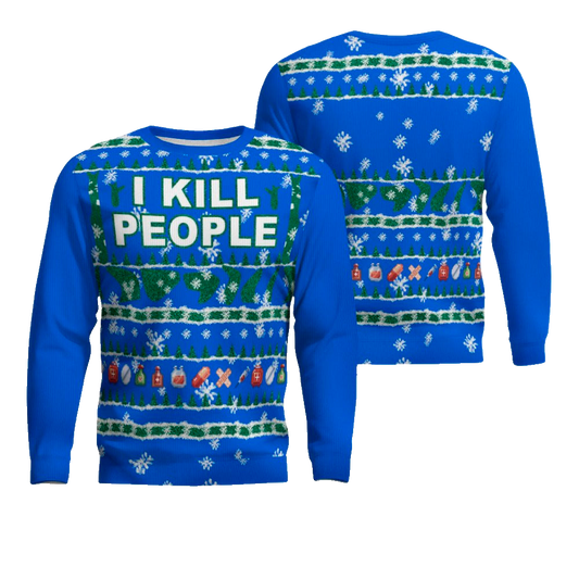 I Kill People Ugly Christmas Sweater Blue – Moonbestprint
