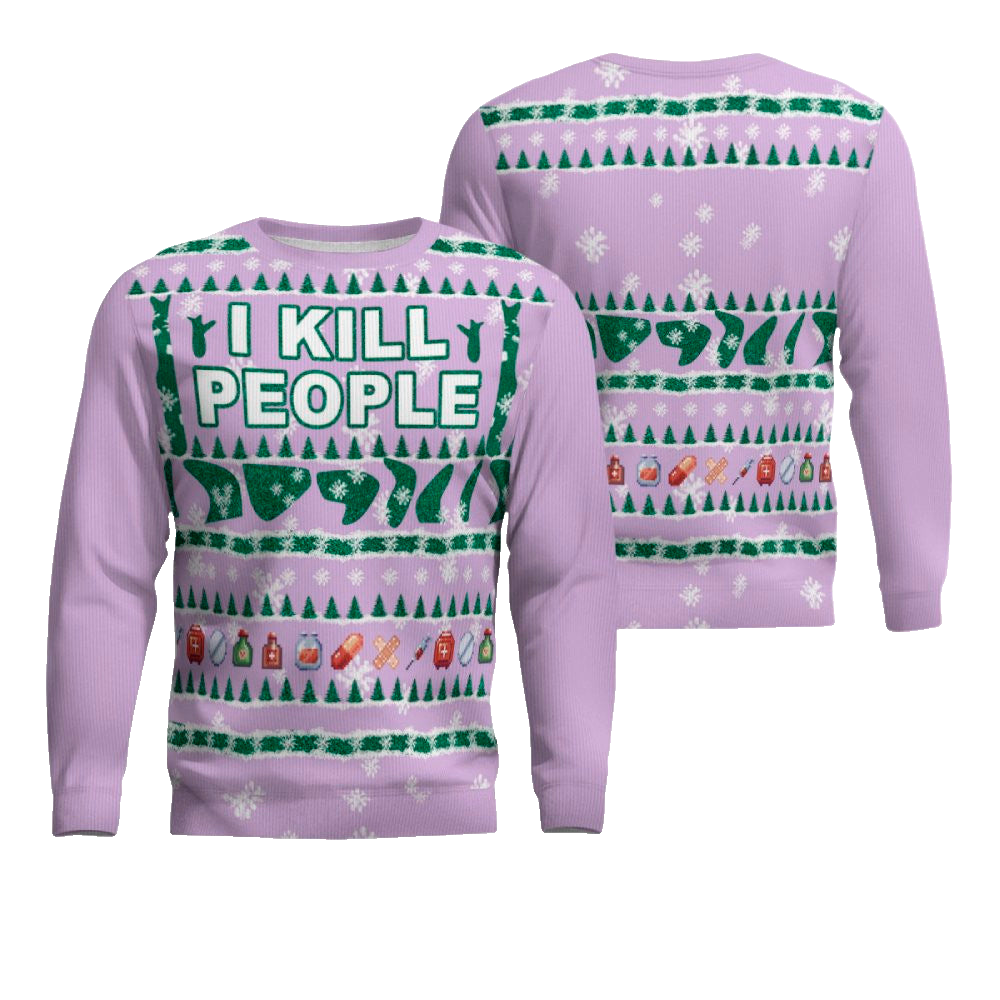 I Kill People Ugly Christmas Sweater Dreamy Lavender – Moonbestprint