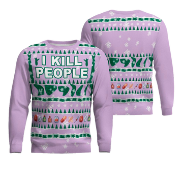I Kill People Ugly Christmas Sweater Dreamy Lavender – Moonbestprint