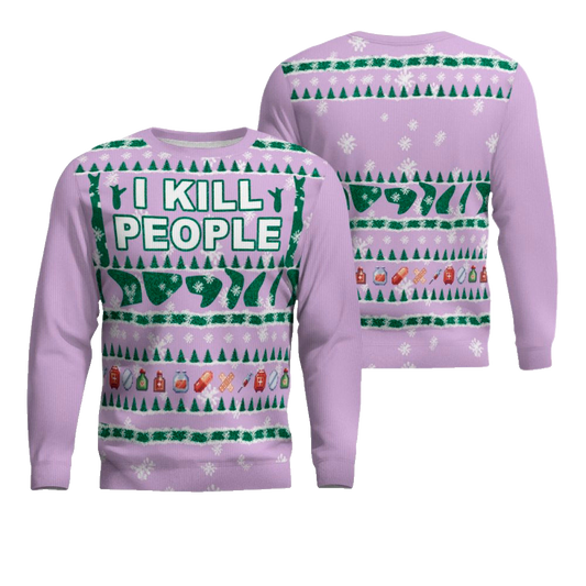 I Kill People Ugly Christmas Sweater Dreamy Lavender – Moonbestprint