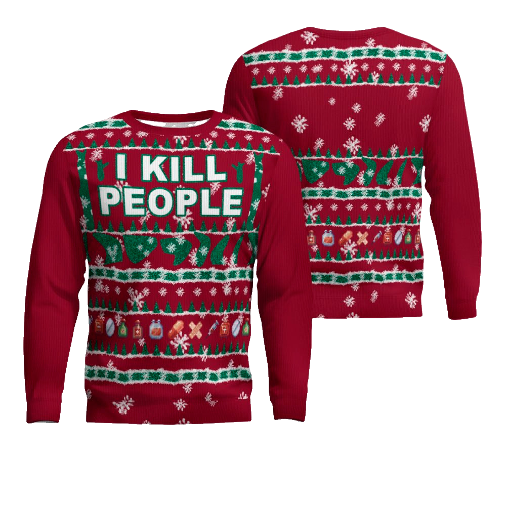 I Kill People Ugly Christmas Sweater Burgundy – Moonbestprint