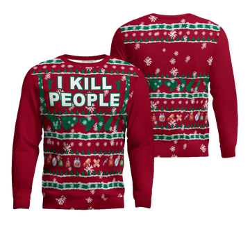 I Kill People Ugly Christmas Sweater Burgundy – Moonbestprint