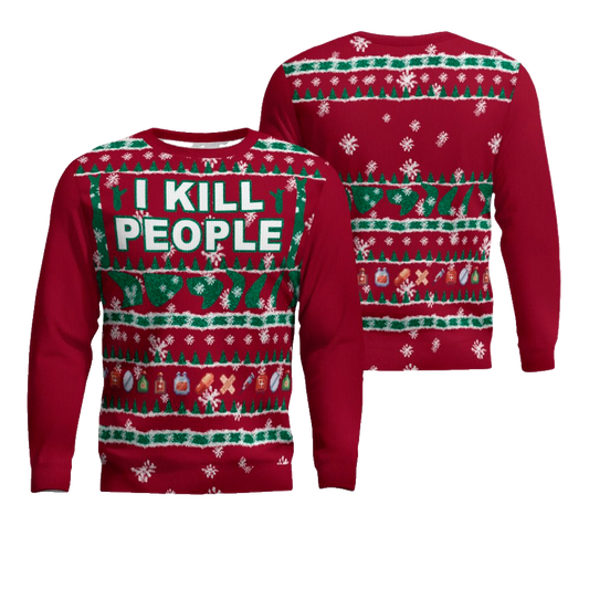 I Kill People Ugly Christmas Sweater Burgundy – Moonbestprint