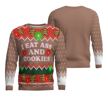 I Eat Ass and Cookies Ugly Christmas Sweater Mocha Mousse – Moonbestprint