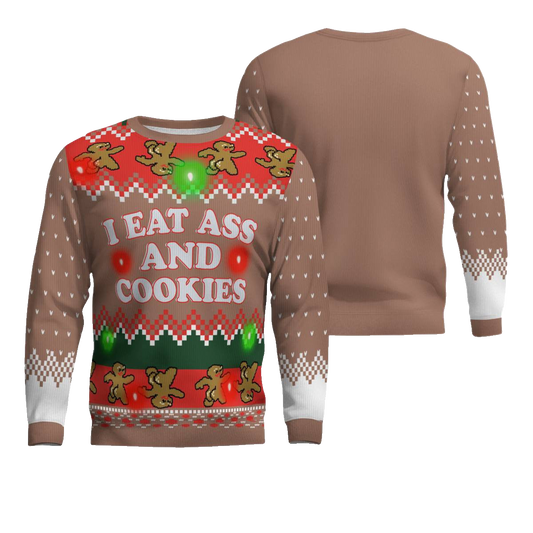 I Eat Ass and Cookies Ugly Christmas Sweater Mocha Mousse – Moonbestprint