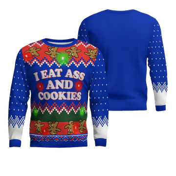 I Eat Ass and Cookies Ugly Christmas Sweater Blue – Moonbestprint