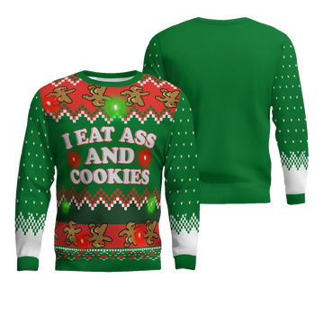 I Eat Ass and Cookies Ugly Christmas Sweater Green – Moonbestprint