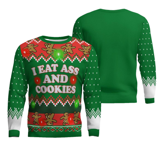 I Eat Ass and Cookies Ugly Christmas Sweater Green – Moonbestprint