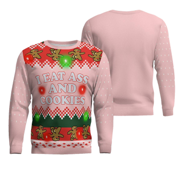 I Eat Ass and Cookies Ugly Christmas Sweater Powder Pink – Moonbestprint