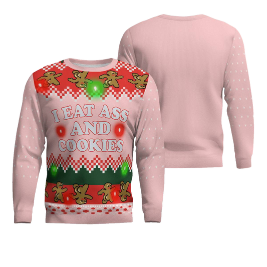 I Eat Ass and Cookies Ugly Christmas Sweater Powder Pink – Moonbestprint