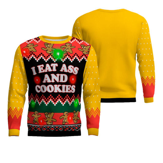 I Eat Ass and Cookies Ugly Christmas Sweater Gold Metallic – Moonbestprint