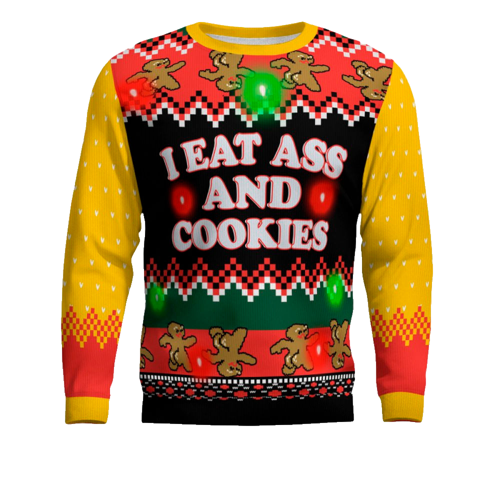 I Eat Ass and Cookies Ugly Christmas Sweater Gold Metallic – Moonbestprint