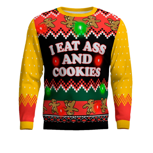 I Eat Ass and Cookies Ugly Christmas Sweater Gold Metallic – Moonbestprint