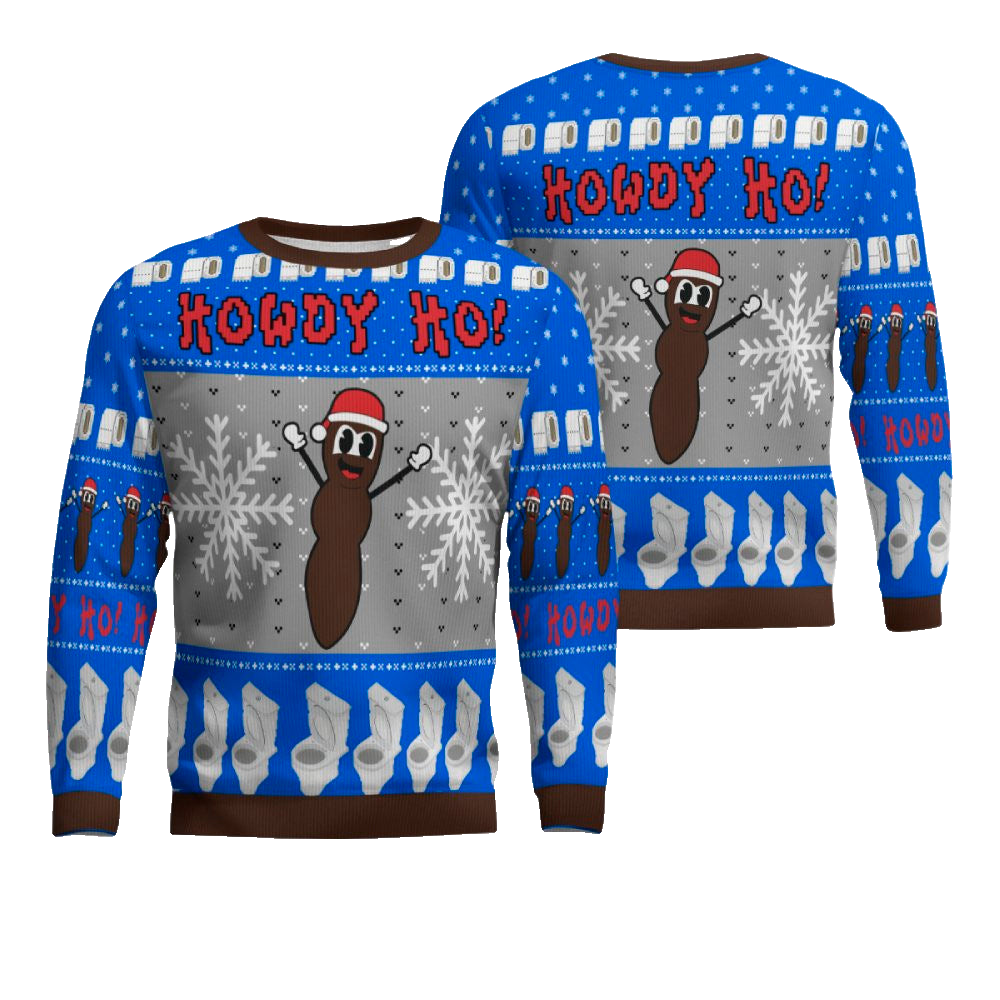 Howdy Ho Ugly Christmas Sweater Blue – Moonbestprint