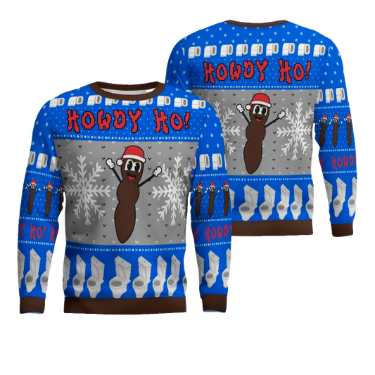 Howdy Ho Ugly Christmas Sweater Blue – Moonbestprint