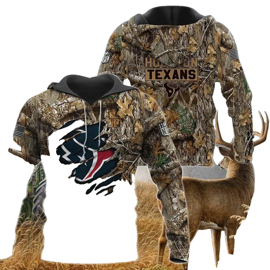 Houston Texans Realtree Hunting Camo NFL 3D All Over Print Hoodie -Moonbestprint