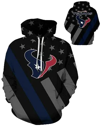 Houston Texans American Flag Team NFL 3D All Over Print Hoodie -Moonbestprint
