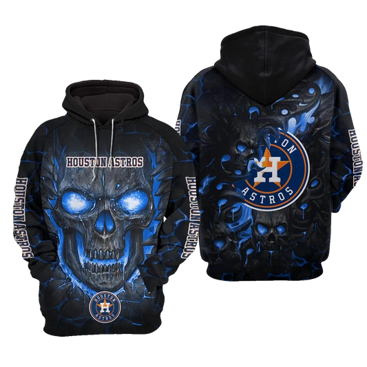 Houston Astros Lava Skull 3D MLB All Over Print Hoodie -Moonbestprint