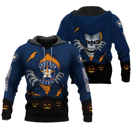 Houston Astros Halloween 3D MLB All Over Print Hoodie -Moonbestprint