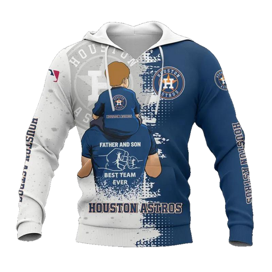 Houston Astros Dad And Son MLB All Over Print Hoodie -Moonbestprint