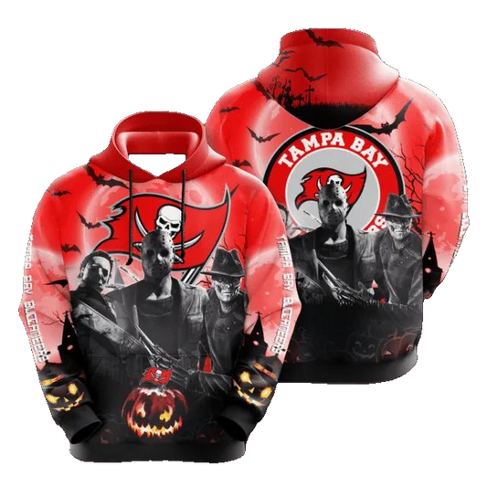 Horror Movie Characters Halloween Tampa Bay Buccaneers NFL 3D All Over Print Hoodie -Moonbestprint