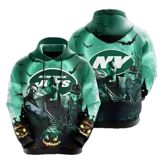 Horror Characters New York Jets NFL 3D All Over Print Hoodie -Moonbestprint