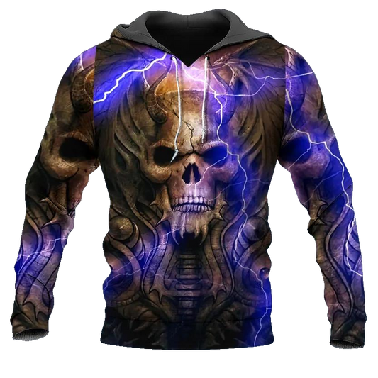 Horned King Skull 3D All Over Print Hoodie -Moonbestprint
