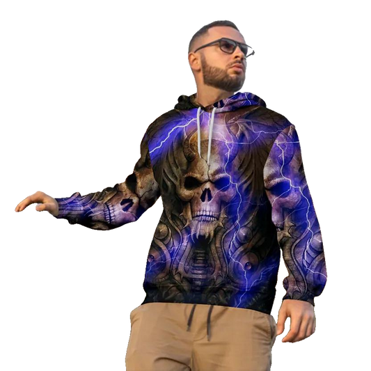 Horned King Skull 3D All Over Print Hoodie -Moonbestprint