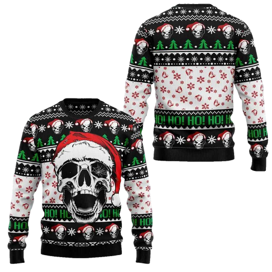 Hohoho Skeleton Skull Santa Ugly Christmas Sweater – Moonbestprint