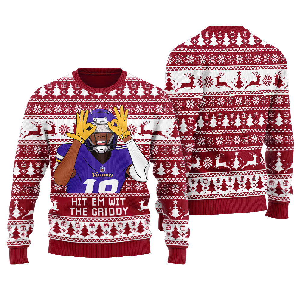 Hit Them With The Griddy Ugly Christmas Sweater Red – Moonbestprint