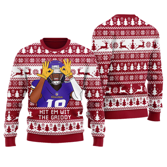 Hit Them With The Griddy Ugly Christmas Sweater Red – Moonbestprint