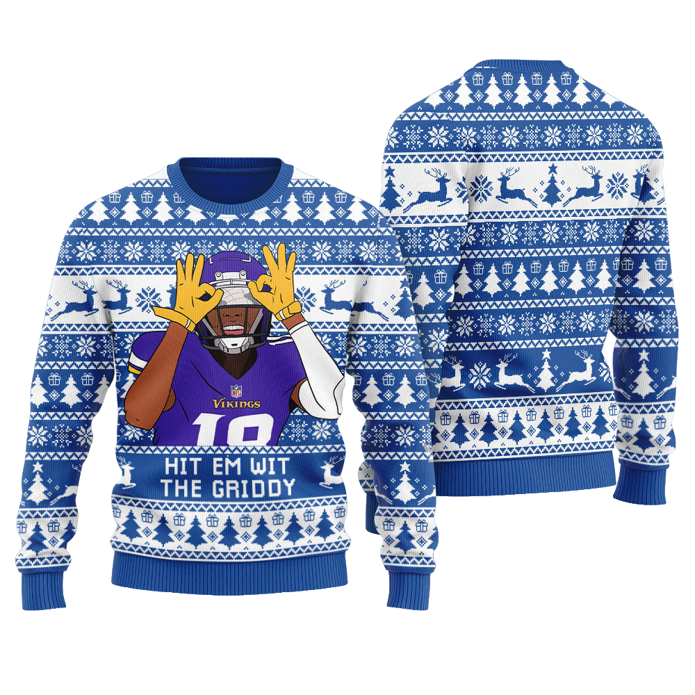 Hit Them With The Griddy Ugly Christmas Sweater Blue – Moonbestprint