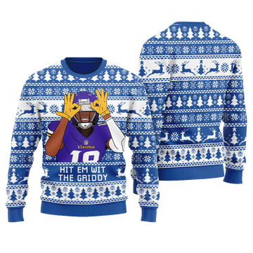 Hit Them With The Griddy Ugly Christmas Sweater Blue – Moonbestprint