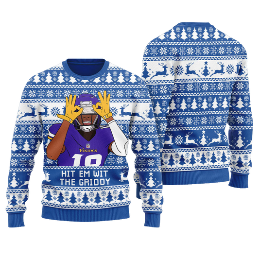 Hit Them With The Griddy Ugly Christmas Sweater Blue – Moonbestprint