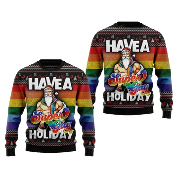 Have A Super Gay Holiday Lgbt Pride Santa Rainbow Ugly Christmas Sweater – Moonbestprint