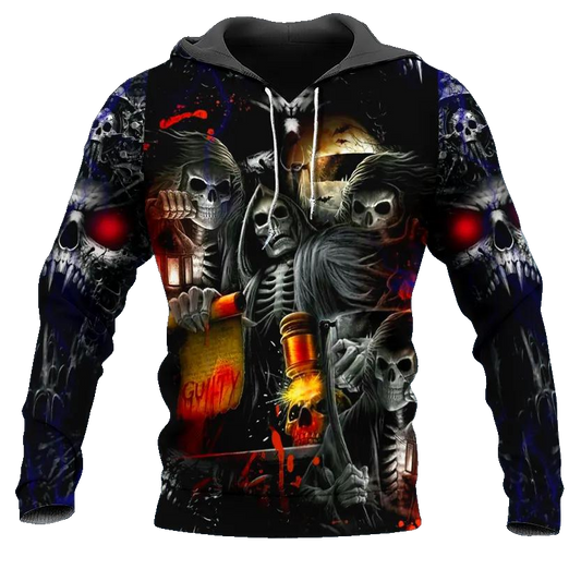 Guilty Skull 3D All Over Print Hoodie -Moonbestprint