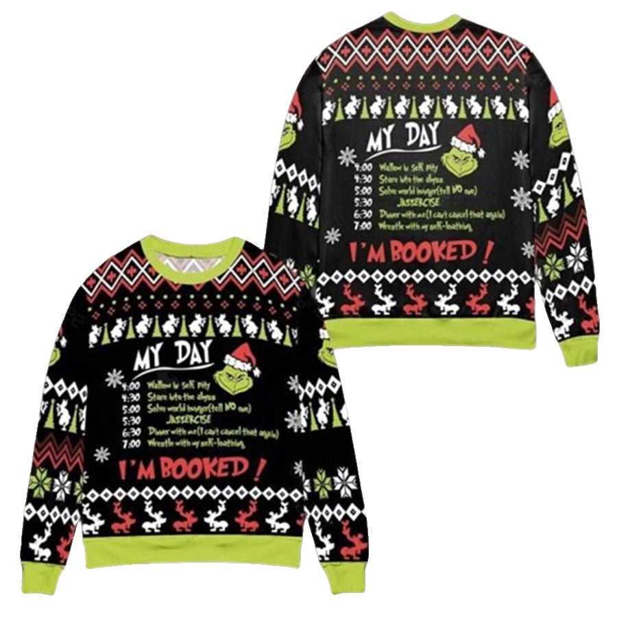 Grinch My Day Im Booked Ugly Christmas Sweater – Moonbestprint