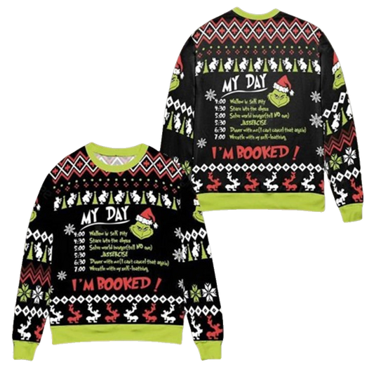 Grinch My Day Im Booked Ugly Christmas Sweater – Moonbestprint