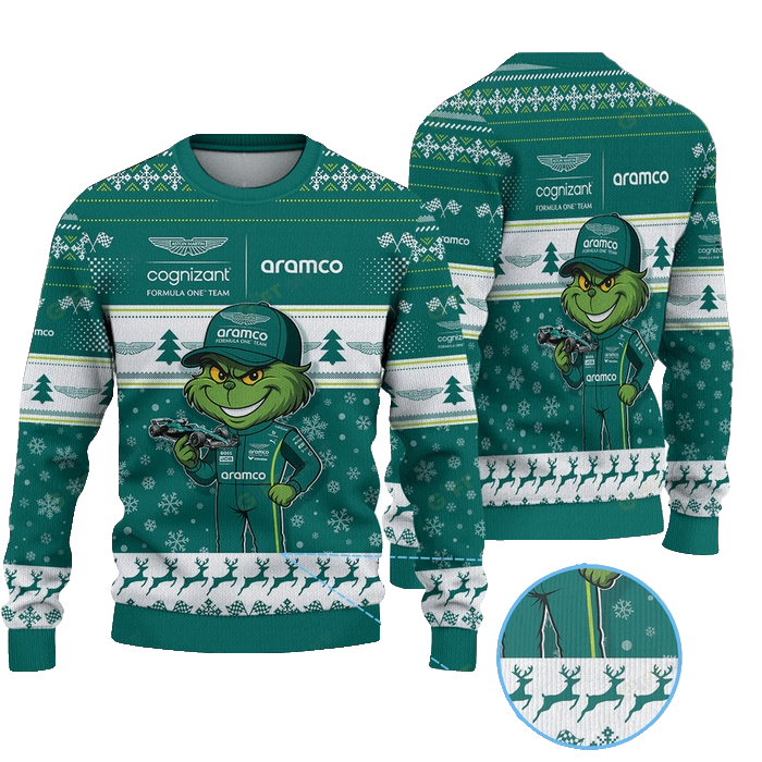 Grinch F1 Aston Martin Ugly Christmas Sweater 2025 – Moonbestprint