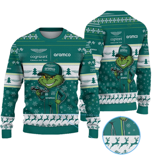 Grinch F1 Aston Martin Ugly Christmas Sweater 2025 – Moonbestprint
