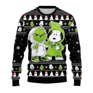 Grinch And Snoopy Christmas Ugly Sweater – Moonbestprint