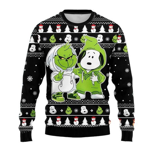 Grinch And Snoopy Christmas Ugly Sweater – Moonbestprint