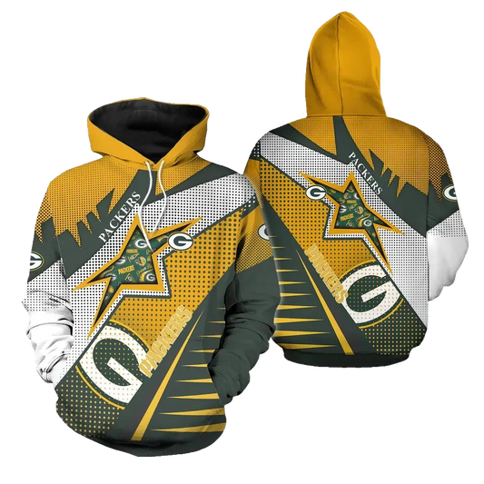 Green Bay Packers Star NFL 3D All Over Print Hoodie -Moonbestprint